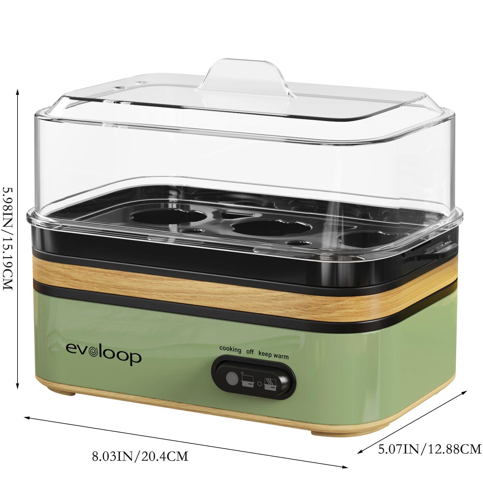 Evoloop Rapid Electric Egg Cooker - 6 Eggs, Boiled Eggs, Poacher, Omelet Maker, Auto Shut-Off, BPA Free