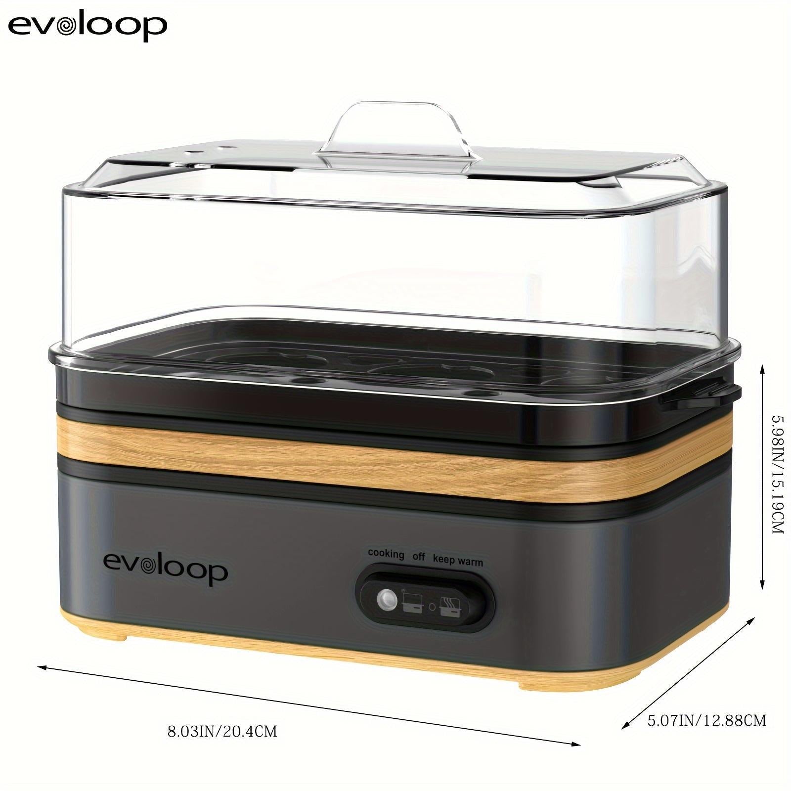Evoloop Rapid Electric Egg Cooker - 6 Eggs, Boiled Eggs, Poacher, Omelet Maker, Auto Shut-Off, BPA Free