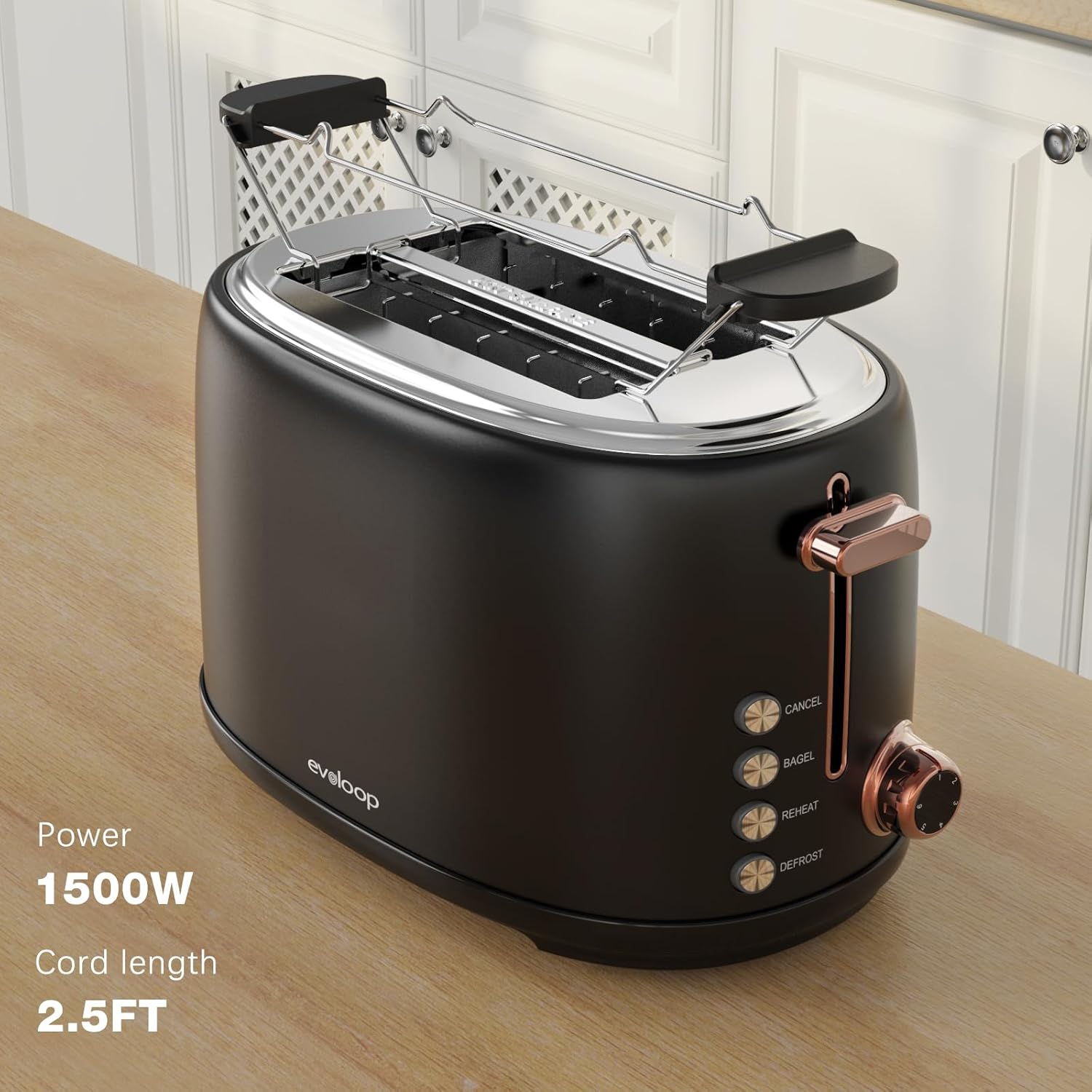 Evoloop Premium 2-Slice Stainless Steel Toaster with 6-Shade Browning Control