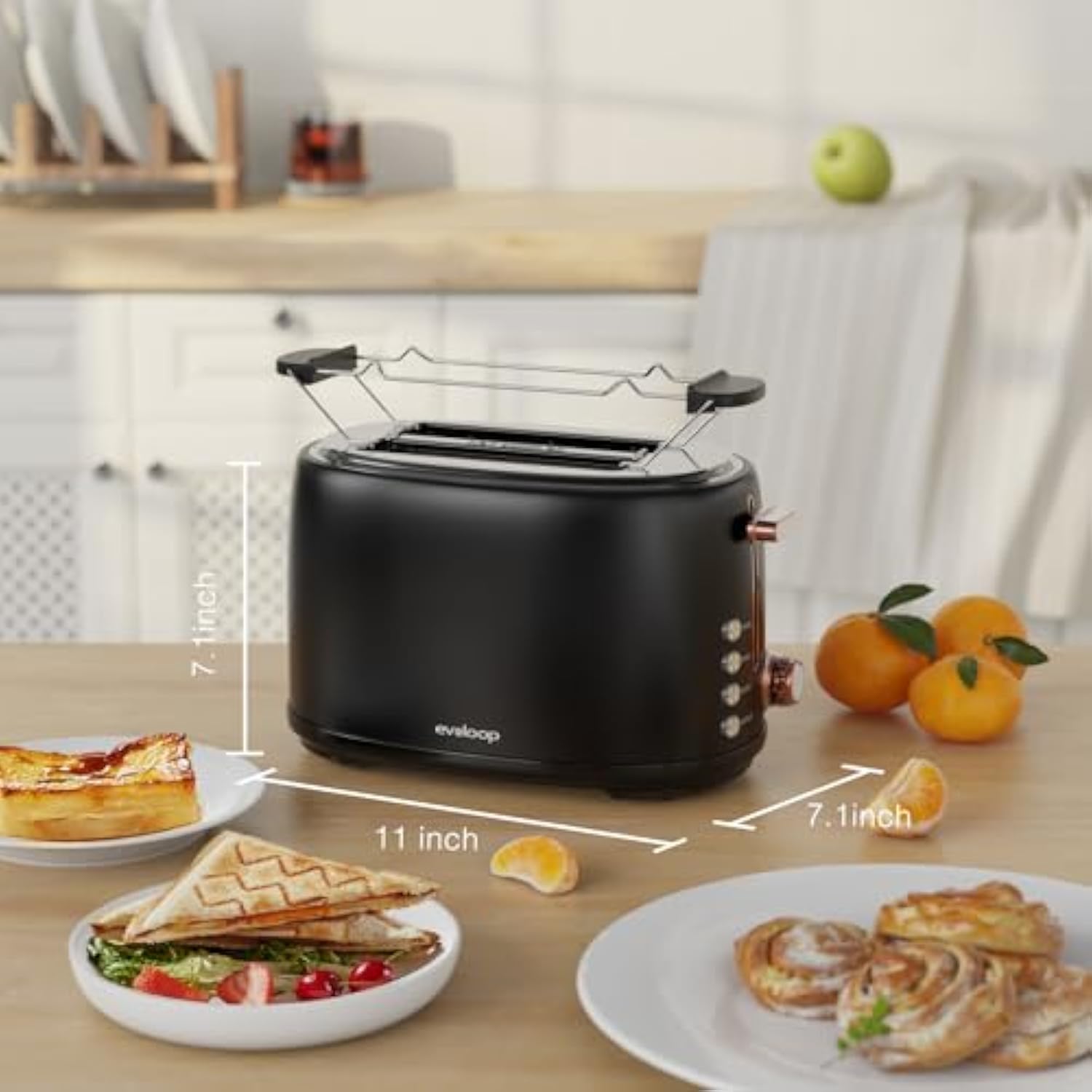 Evoloop Premium 2-Slice Stainless Steel Toaster with 6-Shade Browning Control