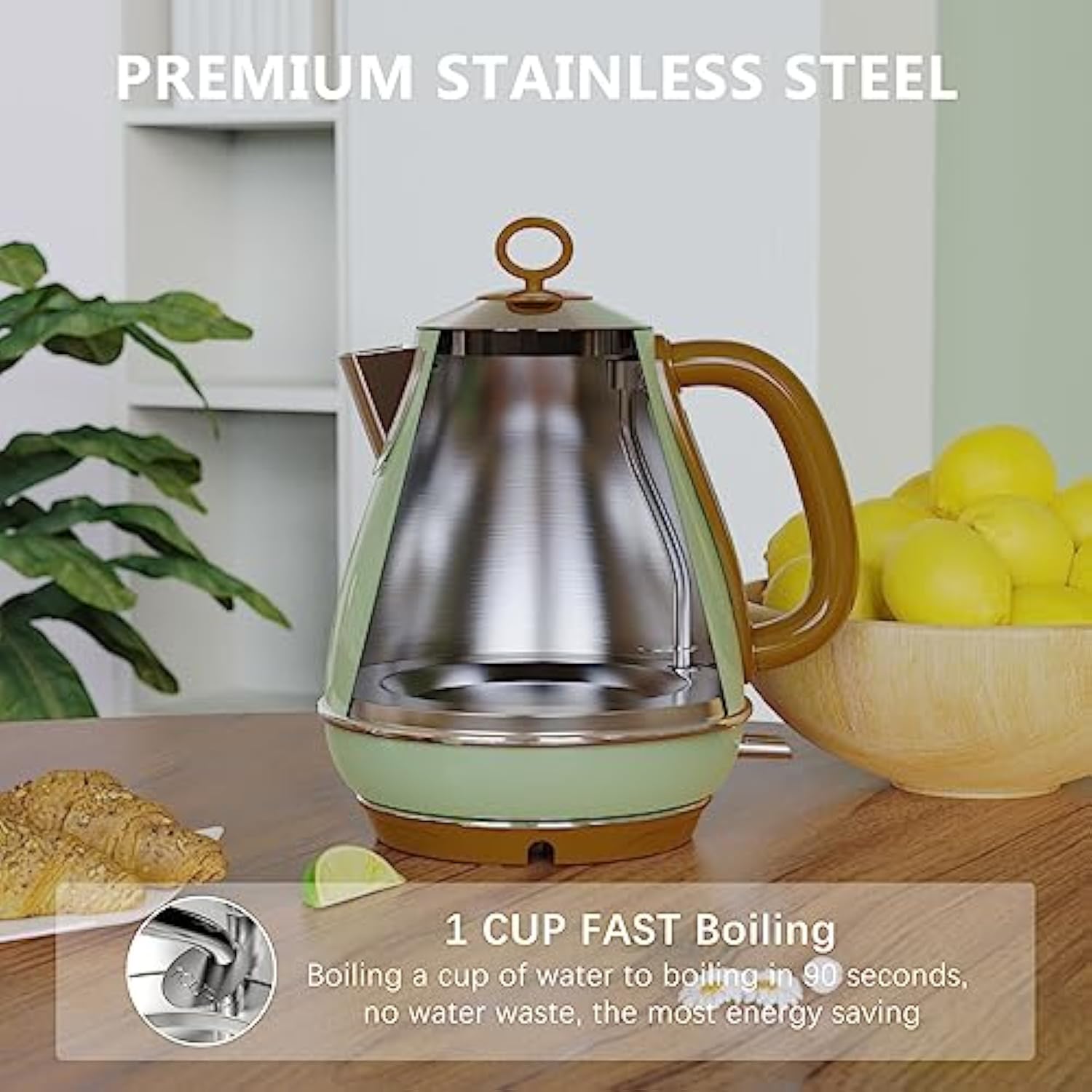 Evoloop 1.7L Fast Boiling Electric Kettles, Hot Water Tea Kettle, Hot Water Boiler Heater, Stainless Steel Teapot